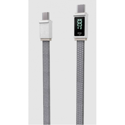 EGO Wiry Max 100W C to C 即時速度顯示充電線 (白色) (30厘米)